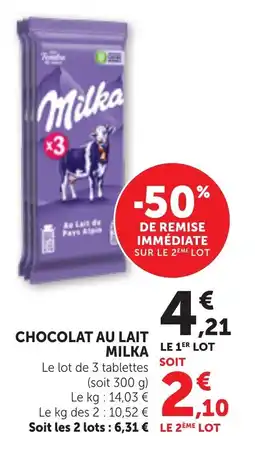 Bi1 Chocolat au lait milka offre