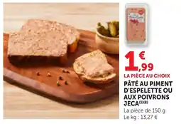 Bi1 Pâté au piment d'espelette ou aux poivrons jeca offre