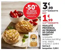 Bi1 Feuilleté provencal au fromage de chèvre randy offre