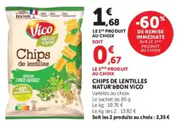 U Express Chips de lentilles natur'&bon vico offre
