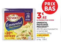 U Express Emmental pasteurise president offre