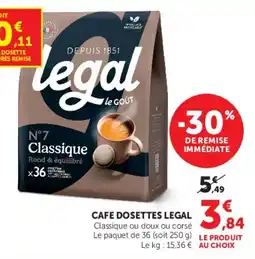 U Express Cafe dosettes legal offre