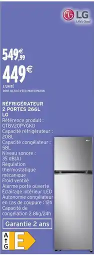 Intermarché Express Réfrigérateur 2 portes LG offre