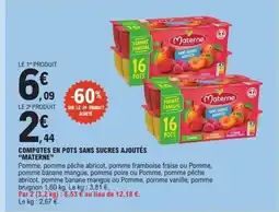 E.Leclerc MATERNE Compotes en pots sans sucres ajoutés offre