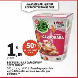E.Leclerc CÔTÉ SNACK Box fusilli à la carbonara offre