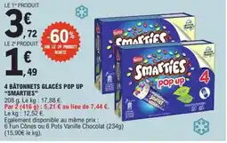 E.Leclerc SMARTIES 4 bâtonnets glacés pop up offre