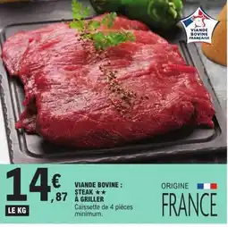 E.Leclerc Viande bovine : steak a griller offre