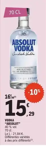 E.Leclerc ABSOLUT Vodka offre