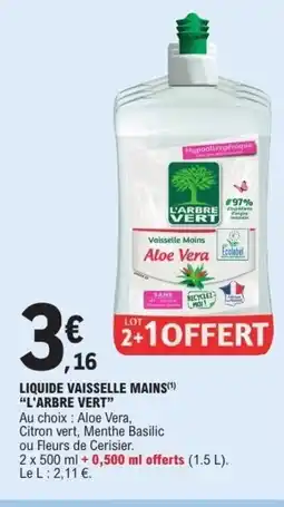 E.Leclerc L'ARBRE VERT Liquide vaisselle mains offre
