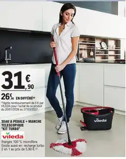 E.Leclerc VILEDA Seau a pedale + manche telescopique kit turbo offre