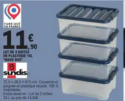 E.Leclerc SUNDIS Lot de 4 boites en plastique wave box offre