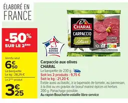 Carrefour CHARAL Carpaccio aux olives offre