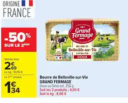 Carrefour GRAND FERMAGE Beurre de Belleville-sur-Vie offre