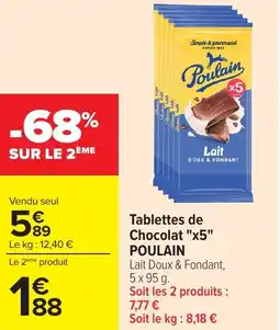 Carrefour POULAIN Tablettes de Chocolat x5 offre