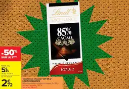 Carrefour LINDT EXCELLENCE Tablettes de chocolat Lot de 2 offre