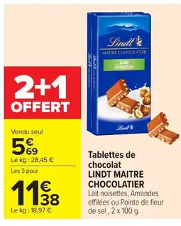 Carrefour LINDT Tablettes de chocolat maitre chocolatier offre