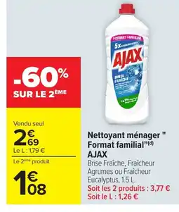 Carrefour AJAX Nettoyant ménager Format familial offre