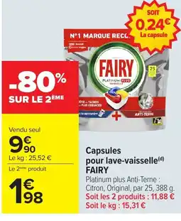 Carrefour FAIRY Capsules pour lave-vaisselle offre