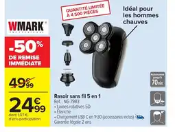 Carrefour WMARK Rasoir sans fil 5 en 1 offre