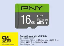 Carrefour Carte mémoire micro SD 16Go offre