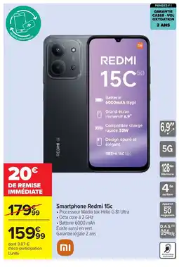 Carrefour Smartphone Redmi 15c offre