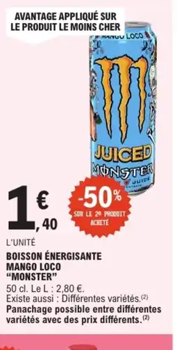 E.Leclerc MONSTER Boisson énergisante mango loco offre