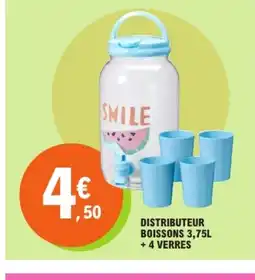 E.Leclerc Distributeur boissons 3,75l +4 verres offre