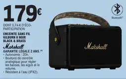 E.Leclerc MARSHALL Enceinte sans fil kilburn ii noir black & brass offre