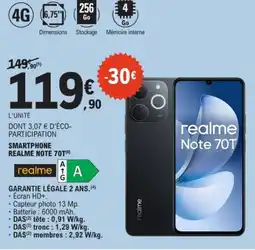 E.Leclerc REALME NOTE 70T Smartphone offre