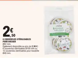 E.Leclerc 6 couvercles stérilisables pour bocaux offre