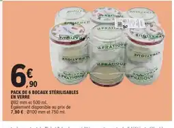 E.Leclerc Pack de 6 bocaux stérilisables en verre offre