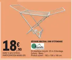 E.Leclerc FRANDIS Séchoir mistral 20m d'étendage offre
