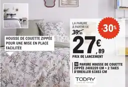 E.Leclerc Parure housse de couette zippée + 2 taies d'oreiller offre