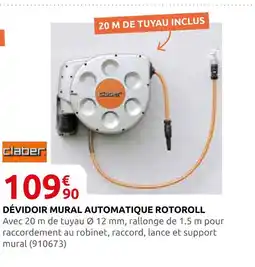 Rural Master Claber dévidoir mural automatique rotoroll offre