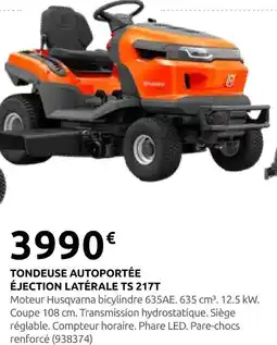 Rural Master Husqvarna tondeuse autoportée éjection latérale ts 217t offre