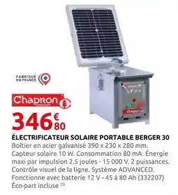Rural Master Chapron électrificateur solaire portable berger 30 offre