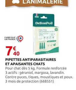 Rural Master Debonpoil pipettes antiparasitaires et apaisantes chats offre