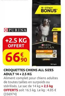 Rural Master Purina croquettes chiens all sizes adult 14 kg + 2.5 kg offre