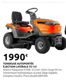 Rural Master Husqvarna tondeuse autoportée éjection latérale ts 112 offre