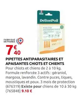 Rural Master Debonpoil pipettes antiparasitaires et apaisantes chiots et chiens offre