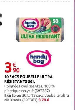 Rural Master Handy bag 10 sacs poubelle ultra résistants 50 l offre
