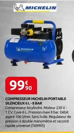 Rural Master Michelin compresseur michelin portable silencieux 6 l - 8 bar offre