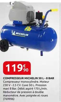 Rural Master Michelin compresseur 50 l - 8 bar offre