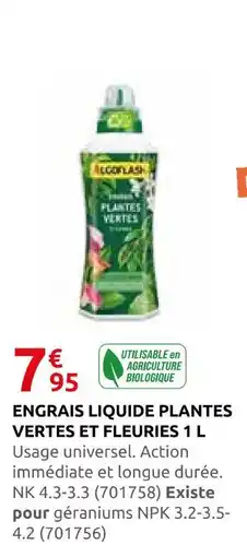 Rural Master Algoflash engrais liquide plantes vertes et fleuries 1 l offre
