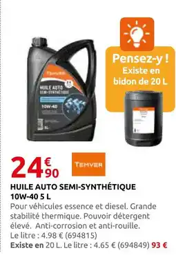 Rural Master Temyer huile auto semi-synthétique 10w-40 5l offre