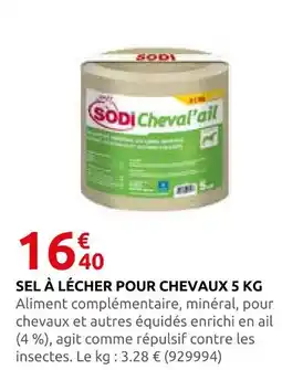 Rural Master Sodi sel à lécher pour chevaux offre