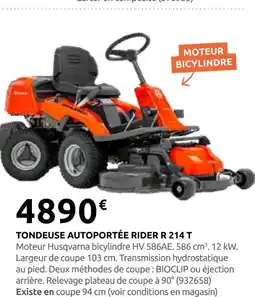Rural Master Husqvarna tondeuse autoportée rider r 214 t offre