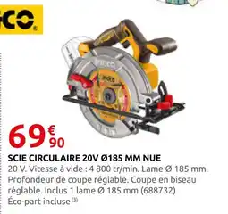 Rural Master Ingco scie circulaire 20v ø185 mm nue offre