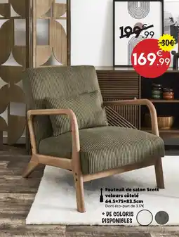 Maxi Bazar Fauteuil de salon scott velours côtelé offre