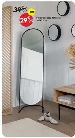 Maxi Bazar Miroir sur pied jef métal 140×39 cm offre
